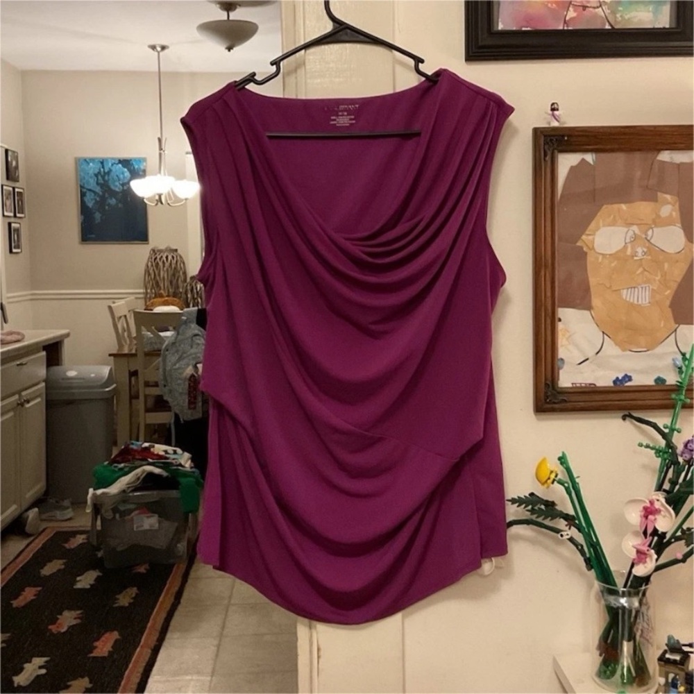 Lane Bryant Sleeveless Draped Blouse in Plum Purple